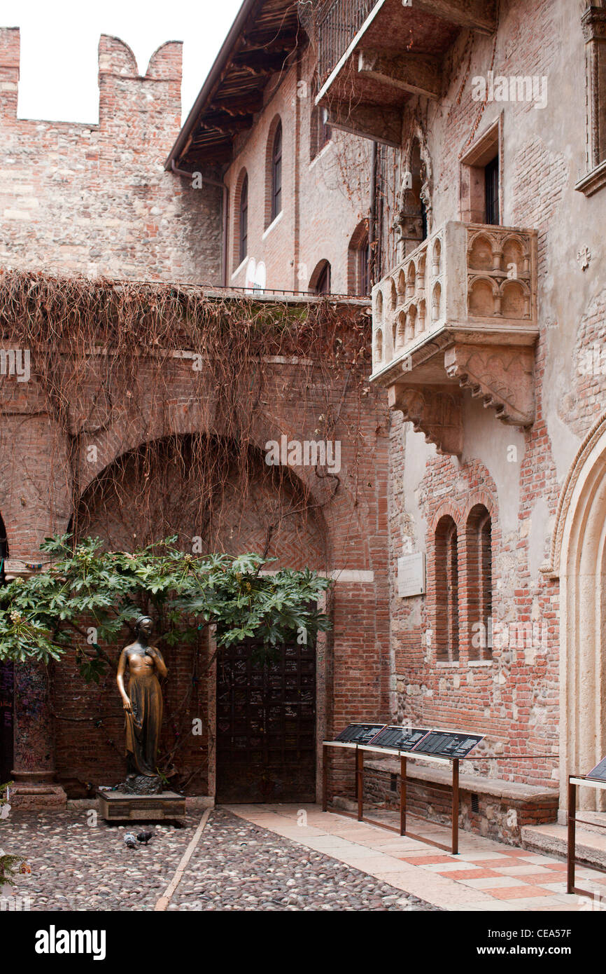 Romeo & Julias Balkon & Haus. Verona, Italien. Stockfoto