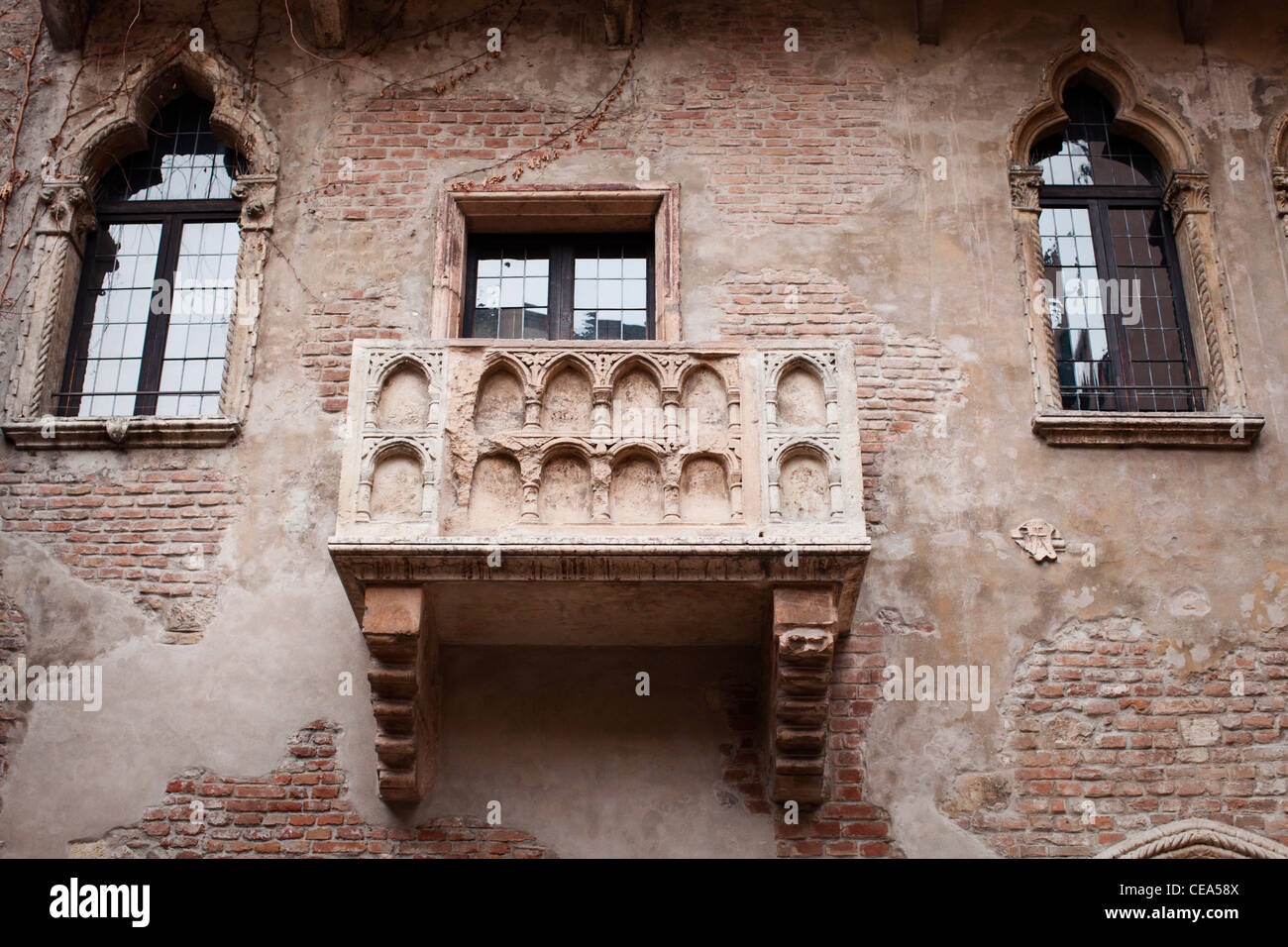 Romeo & Julias Balkon & Haus. Verona, Italien. Stockfoto