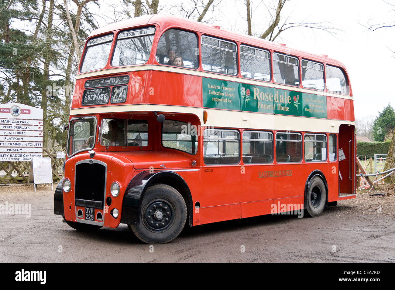 Ein Vintage roten Doppeldecker-Bus auf Holt, Norfolk Stockfoto