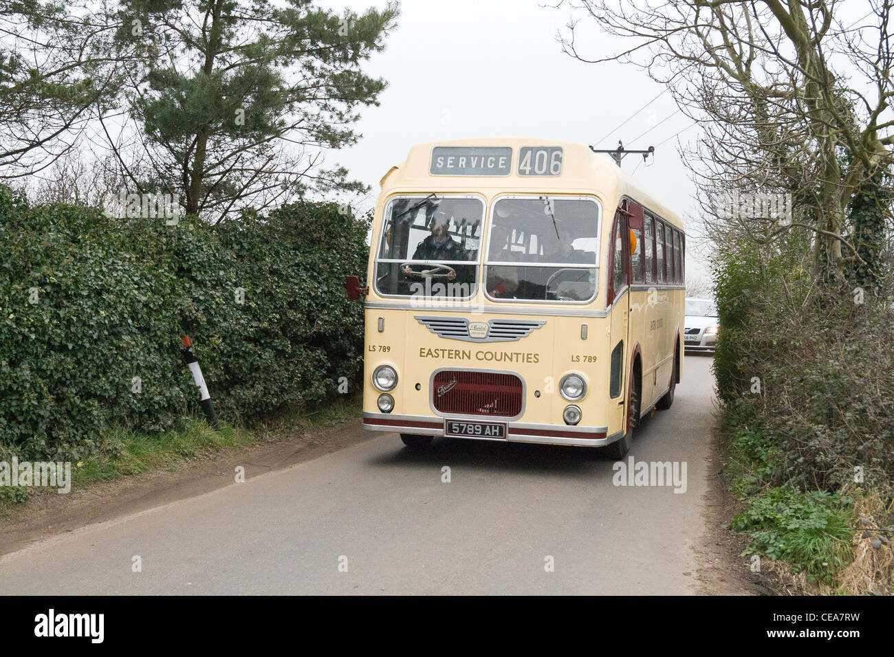 Ein Vintage Creme Coach bei Weybourne, Norfolk Stockfoto