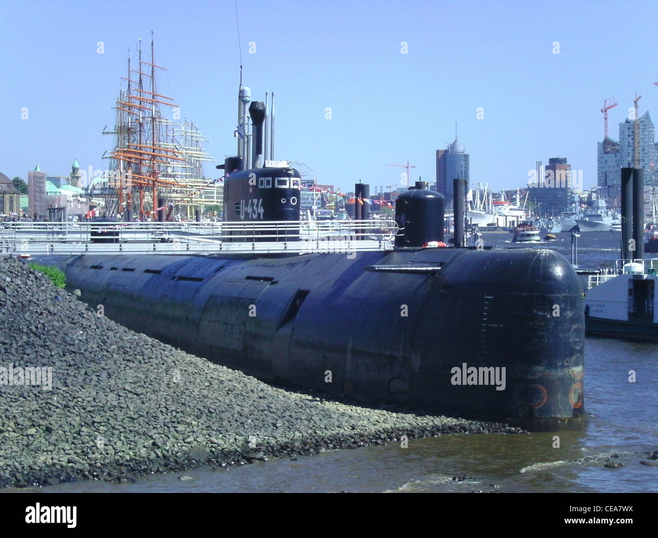 Das russische uBoot U434 als Museumsschiff in Hamburg Stockfotografie