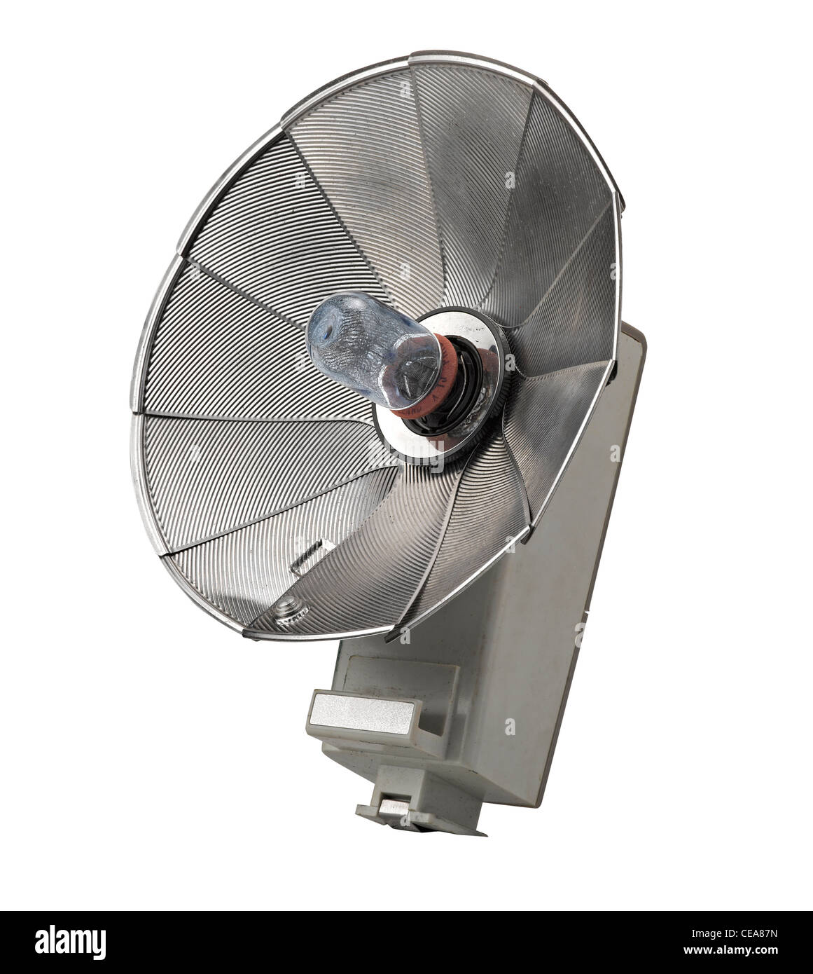 Alte Kamera flash isoliert auf weiss Stockfoto