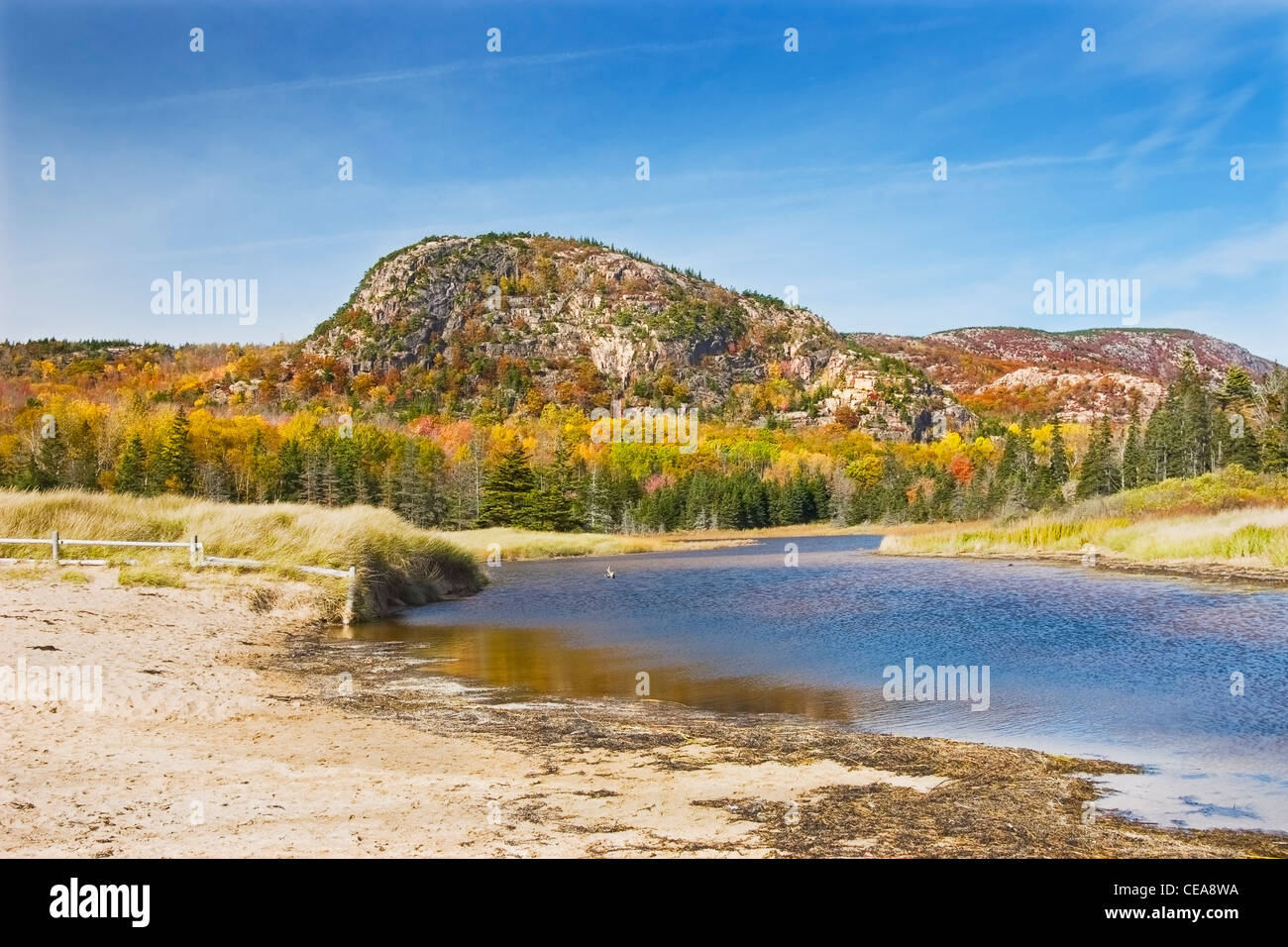 Sandstrand und Bienenstock in Maine Herbstes Acadia National Park. Stockfoto