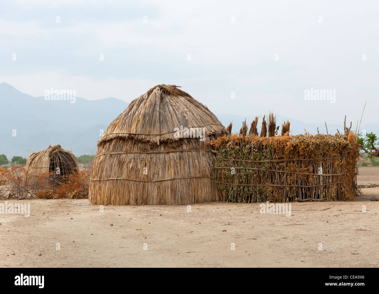 Arbore strohgedeckte Hütte Äthiopien Stockfoto