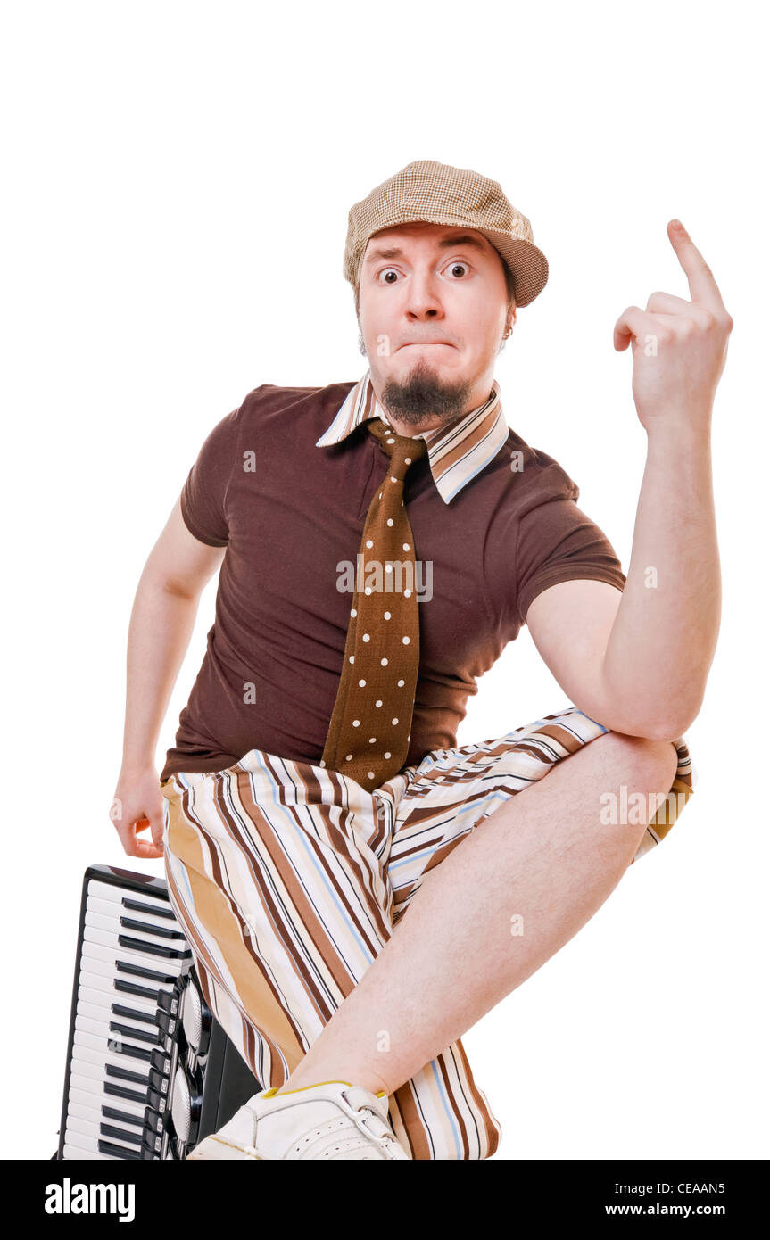 Coole Musiker isoliert auf weißem Hintergrund Stockfoto