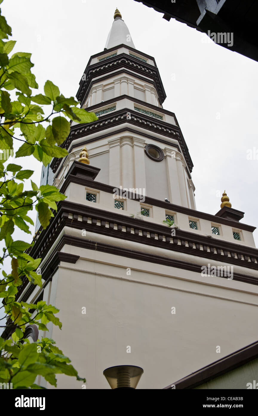 Masjid Hajjah Fatima Moschee Turm, Singapur. Stockfoto