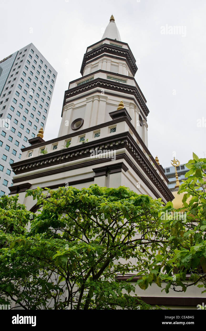 Masjid Hajjah Fatima Moschee Turm, Singapur. Stockfoto