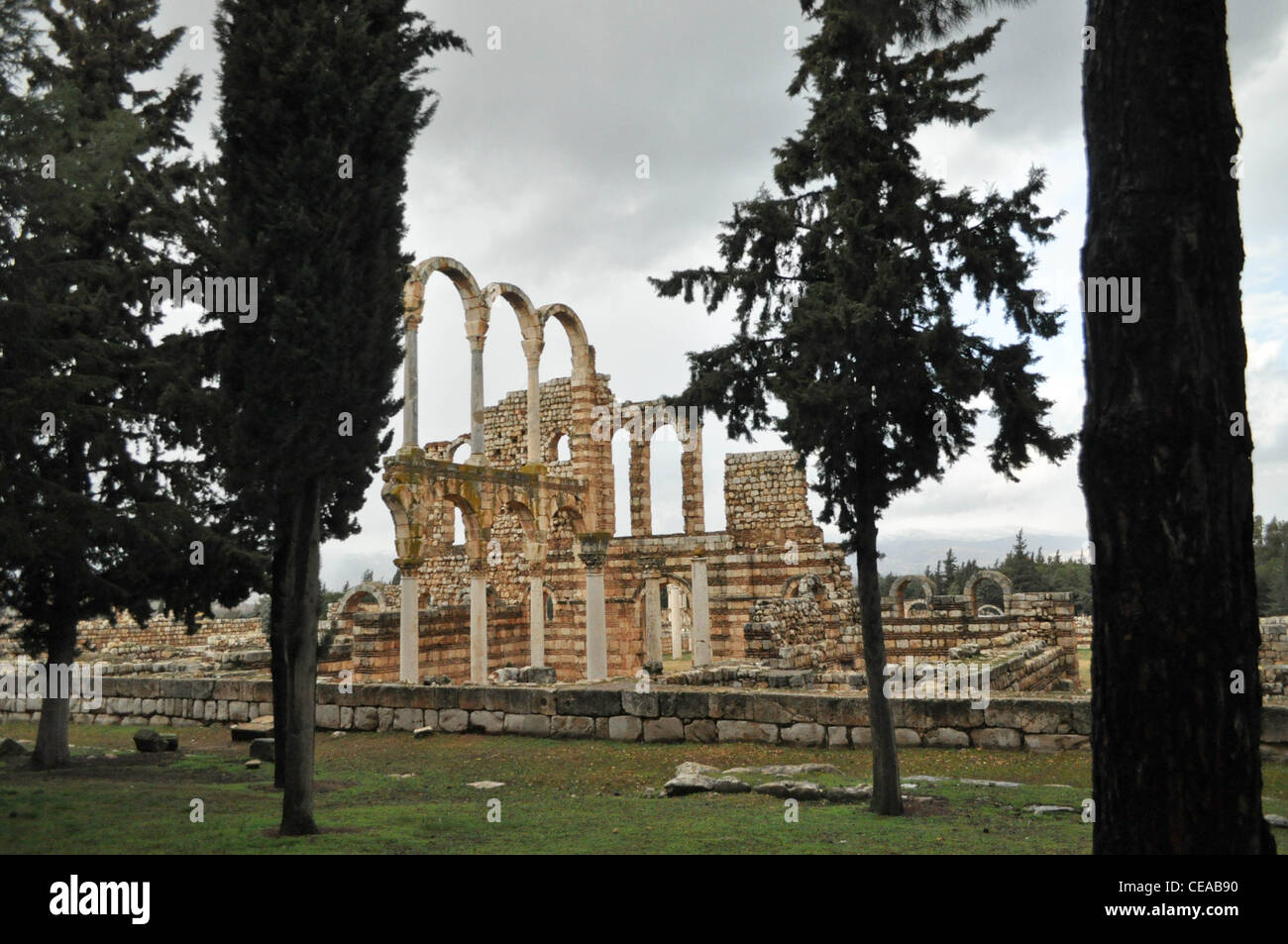 Ruinen des umayyadischen Stadt von Anjar (Anjaar) im Bekaa-Tal, Libanon Stockfoto