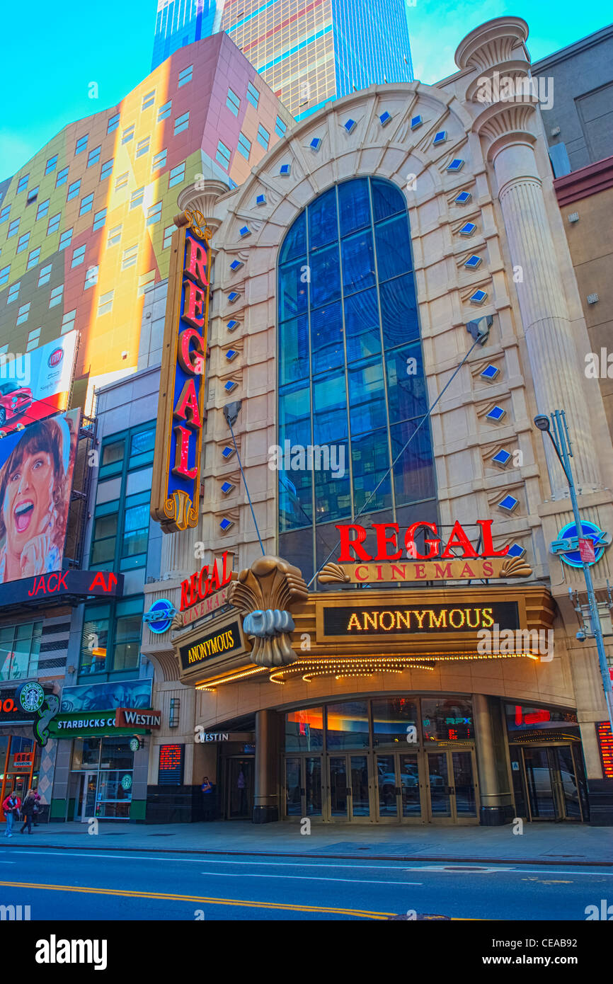 Regal Movie Theater and Westin hotel on 42nd Street, New York Stockfoto