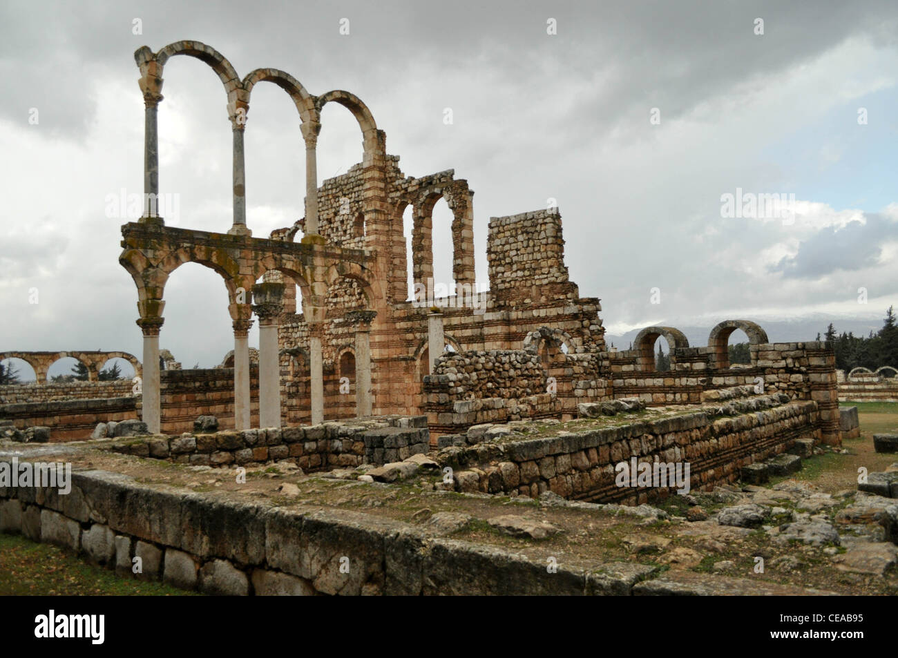 Ruinen des umayyadischen Stadt von Anjar (Anjaar) im Bekaa-Tal, Libanon Stockfoto