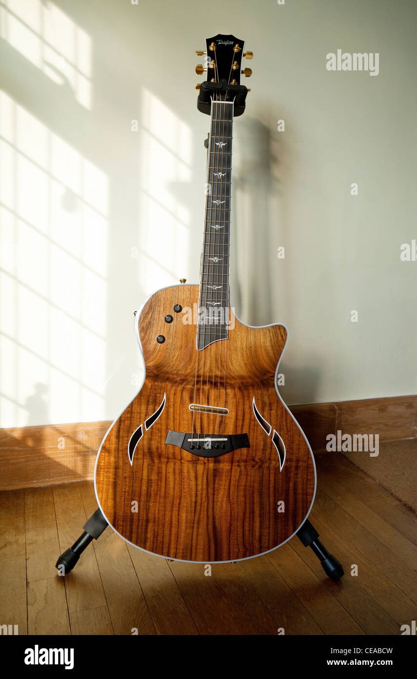Taylor T5 Thinline Elektro / akustische Hybrid benutzerdefinierte Gitarre mit Top-veredelte Walnuss Stockfoto