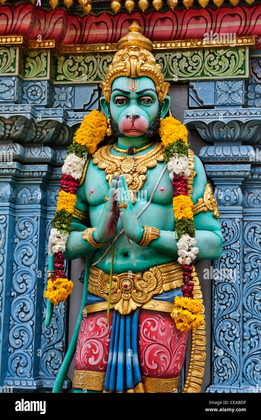 Heiligen Figur Statue außerhalb Sri Krishnan Temple, Singapur. Stockfoto