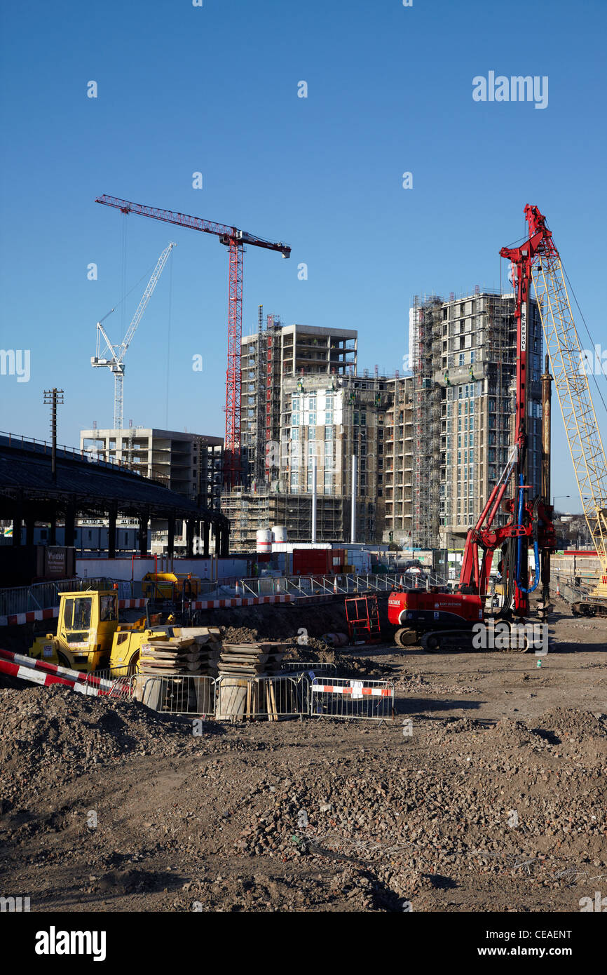 Neue Bebauung im Bau am Kings Cross, London (Februar 2012) Stockfoto