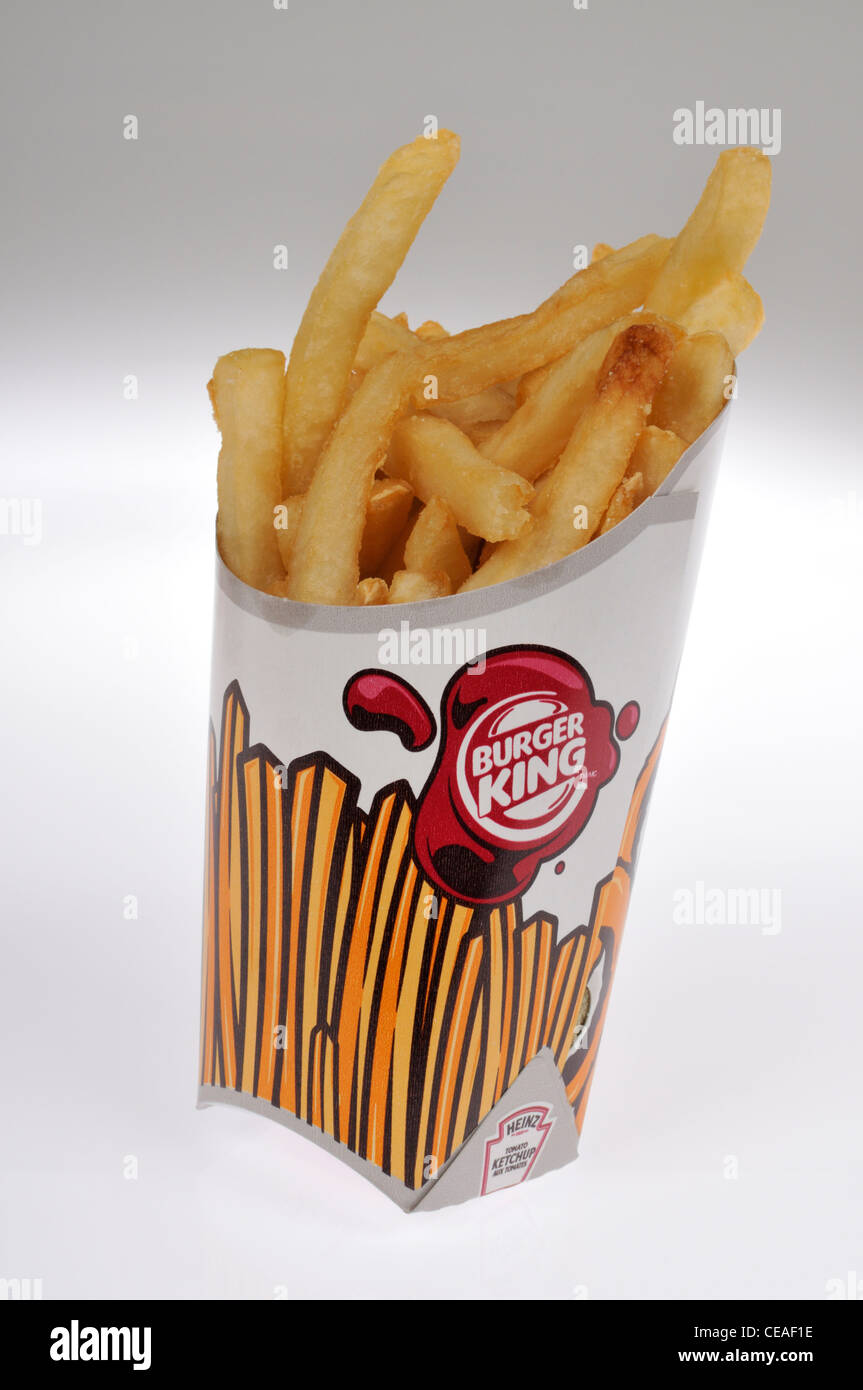 Burger King Pommes Frites auf weißem Hintergrund Ausschnitt USA Stockfoto