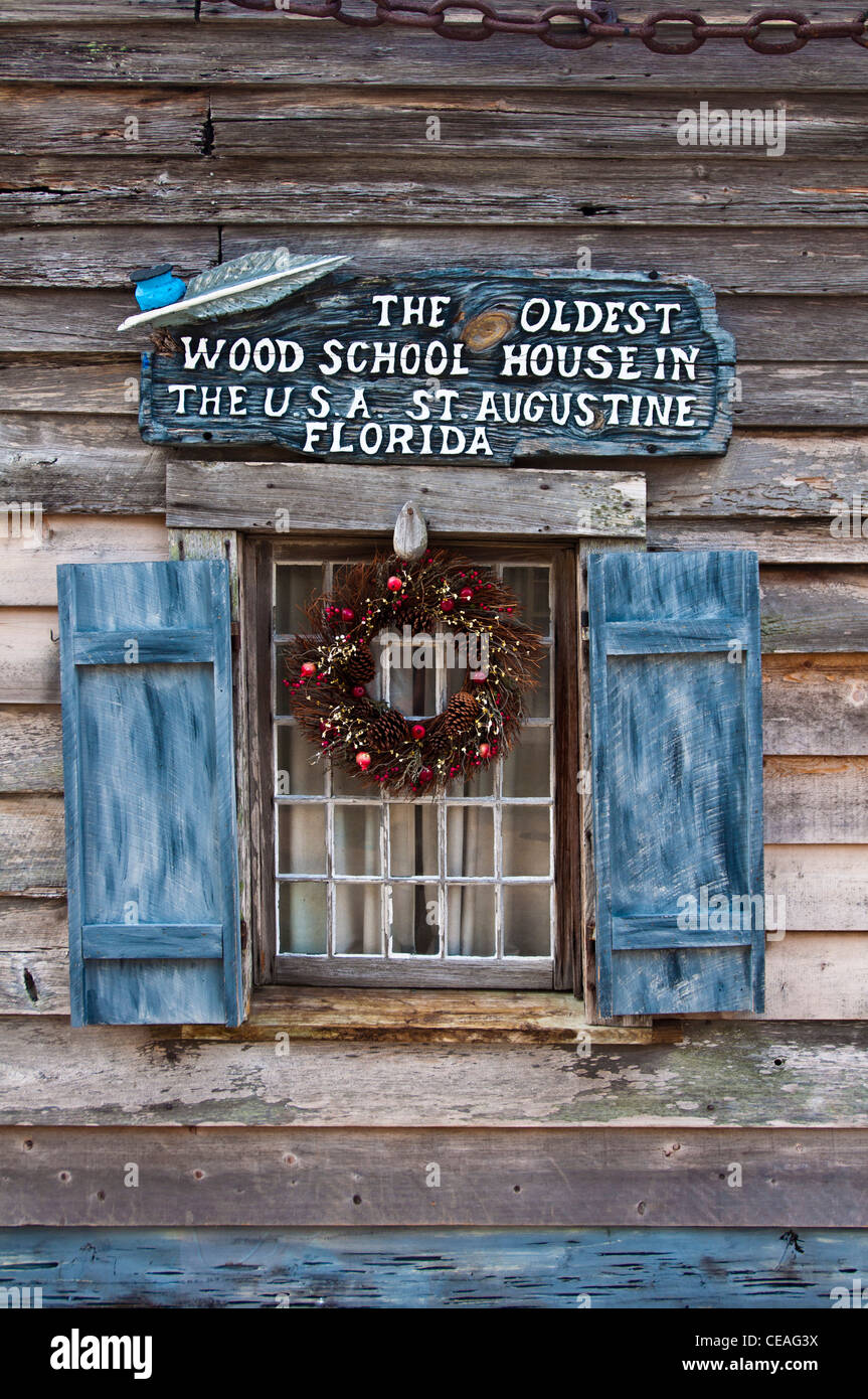 Die älteste Holz-Schulhaus in The USA, St. George Street, St. Augustine, Florida, Vereinigte Staaten, Nordamerika, USA, Architektur Stockfoto