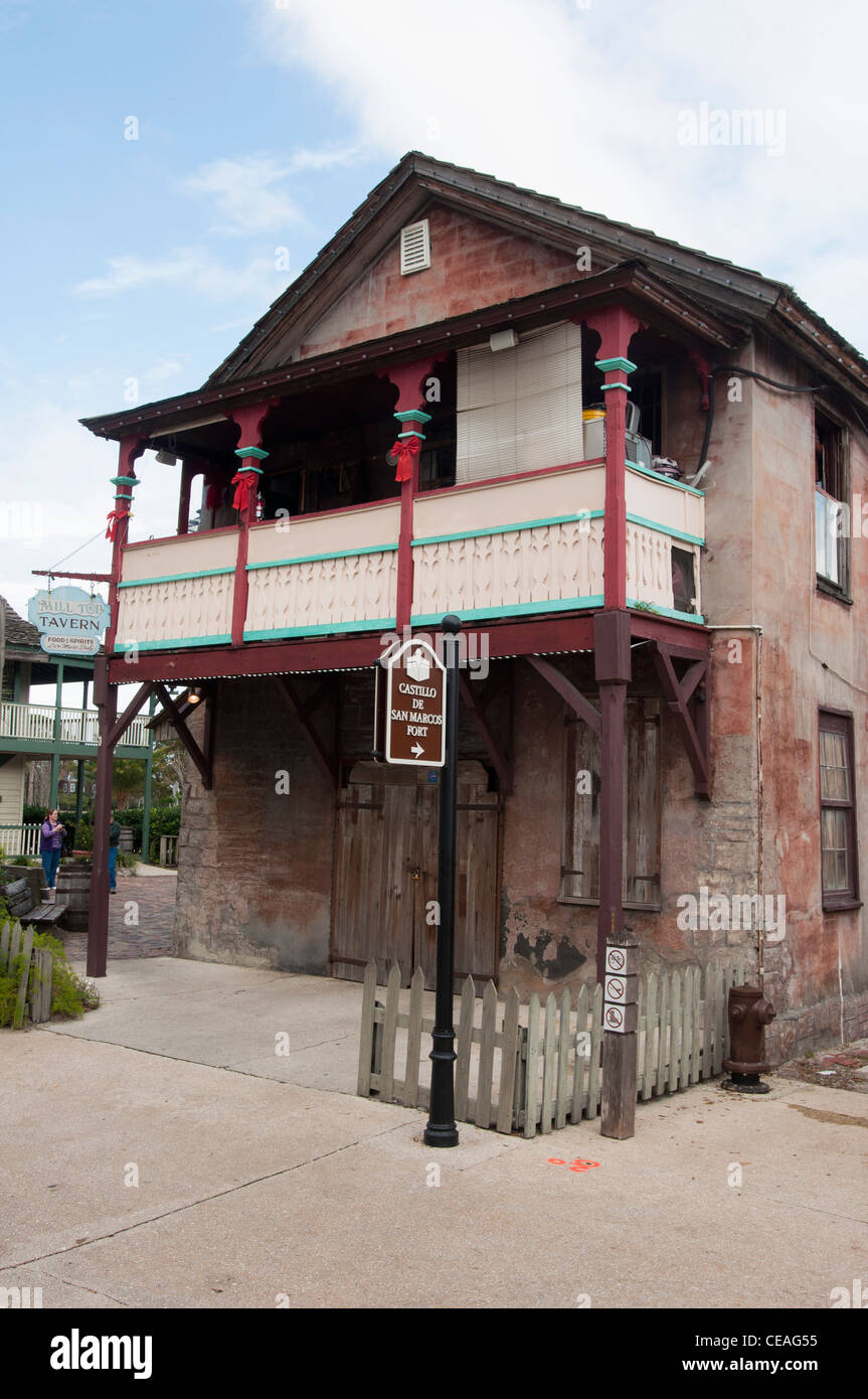 Mühle oben Taverne Restaurant im 19. Jahrhundert Mühlengebäude, St. George Street, St. Augustine, Florida, USA, Nordamerika Stockfoto