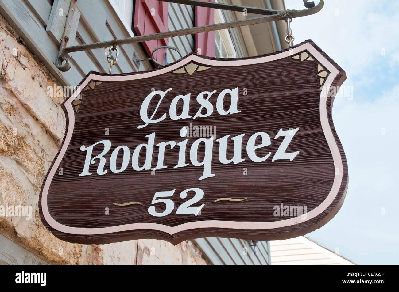 Rodriguez-Avero-Sanchez Haus, Casa Rodriquez, historisches Haus, St. George Street, St. Augustine, Florida, Vereinigte Staaten, USA, noch Stockfoto