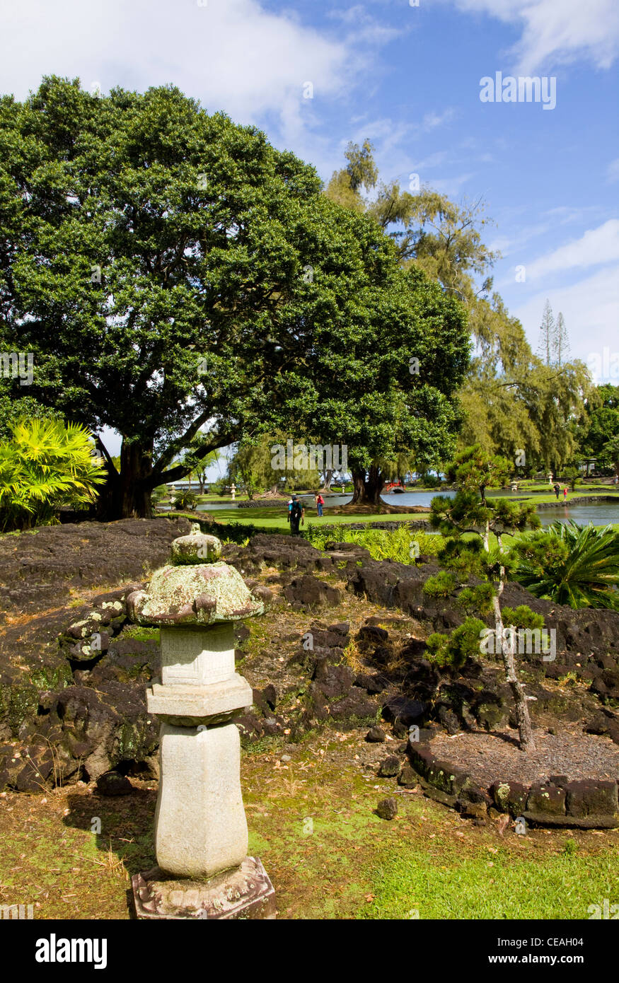 Queen Lillioukalani Gardens, erbaut 1900 zum Gedenken an japanischen Einwanderern, Hilo, Big Island, Hawaii Stockfoto