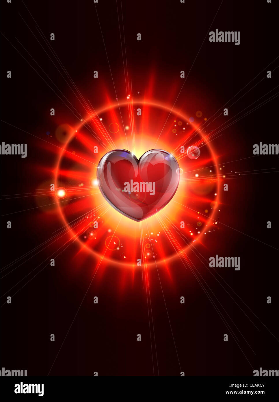 Eine dynamische funky cool Lichtstrahlen Valentines Heart Abbildung Stockfoto