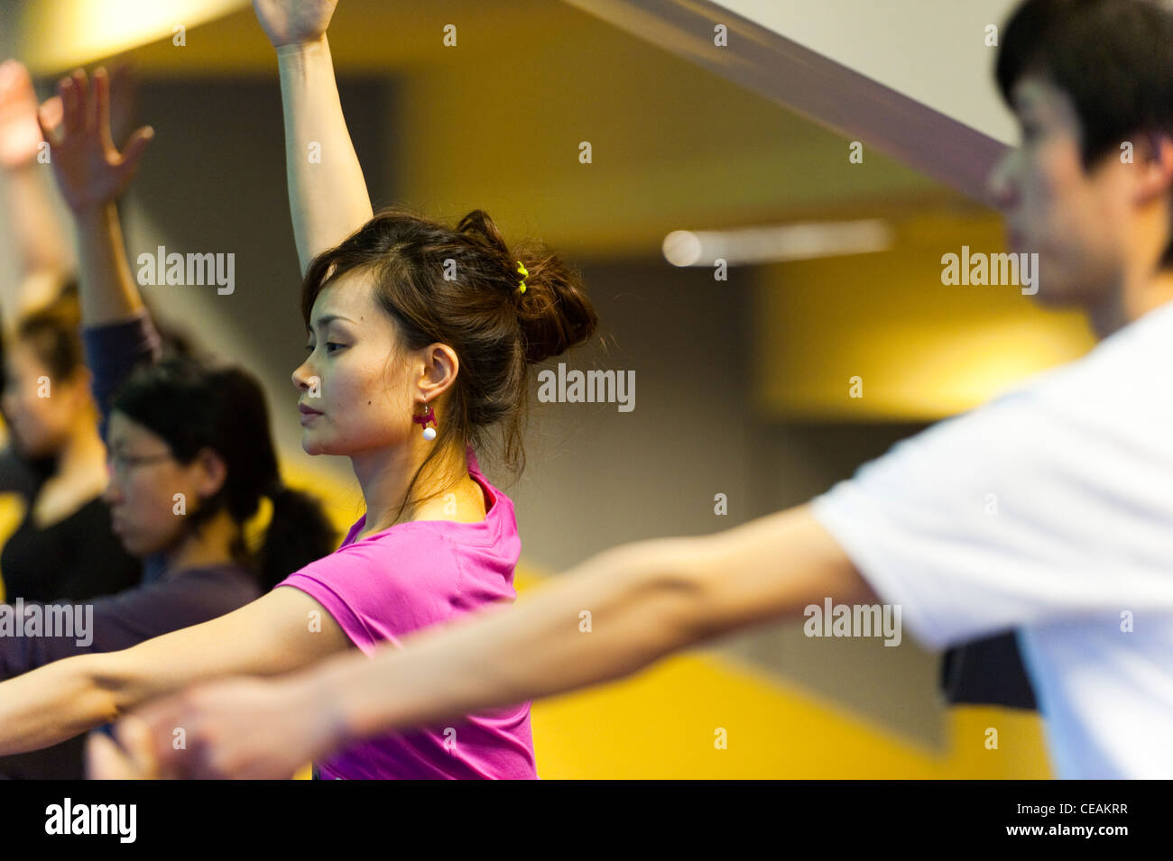 Hatha Yoga Schule, Chaoyang District, Beijing, China, Asien. PR Stockfoto