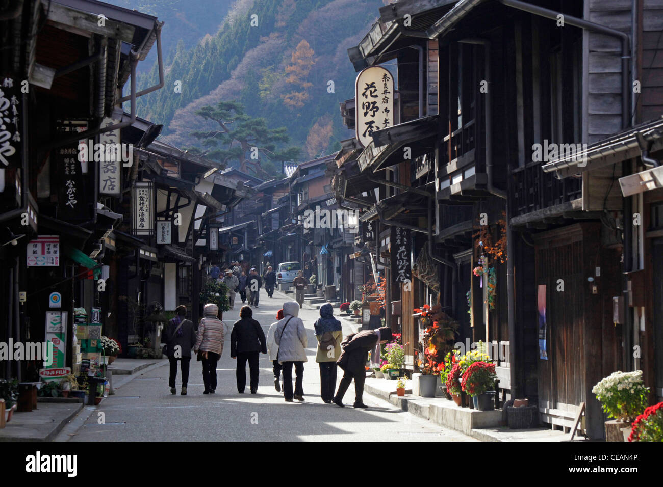 Die wichtigste Straße Narai-Juku historische Stadt Kisoji Nakasendo Nagano Japan Stockfoto