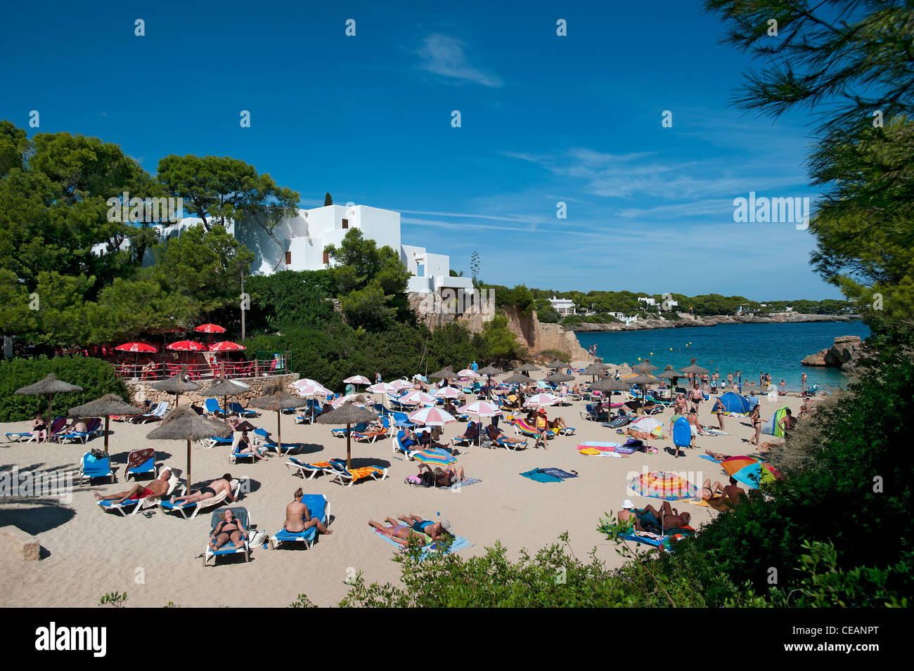 Strand Cala d'es Pou, Es Forti, Cala D'Or, Mallorca, Balearen, Spanien Stockfoto