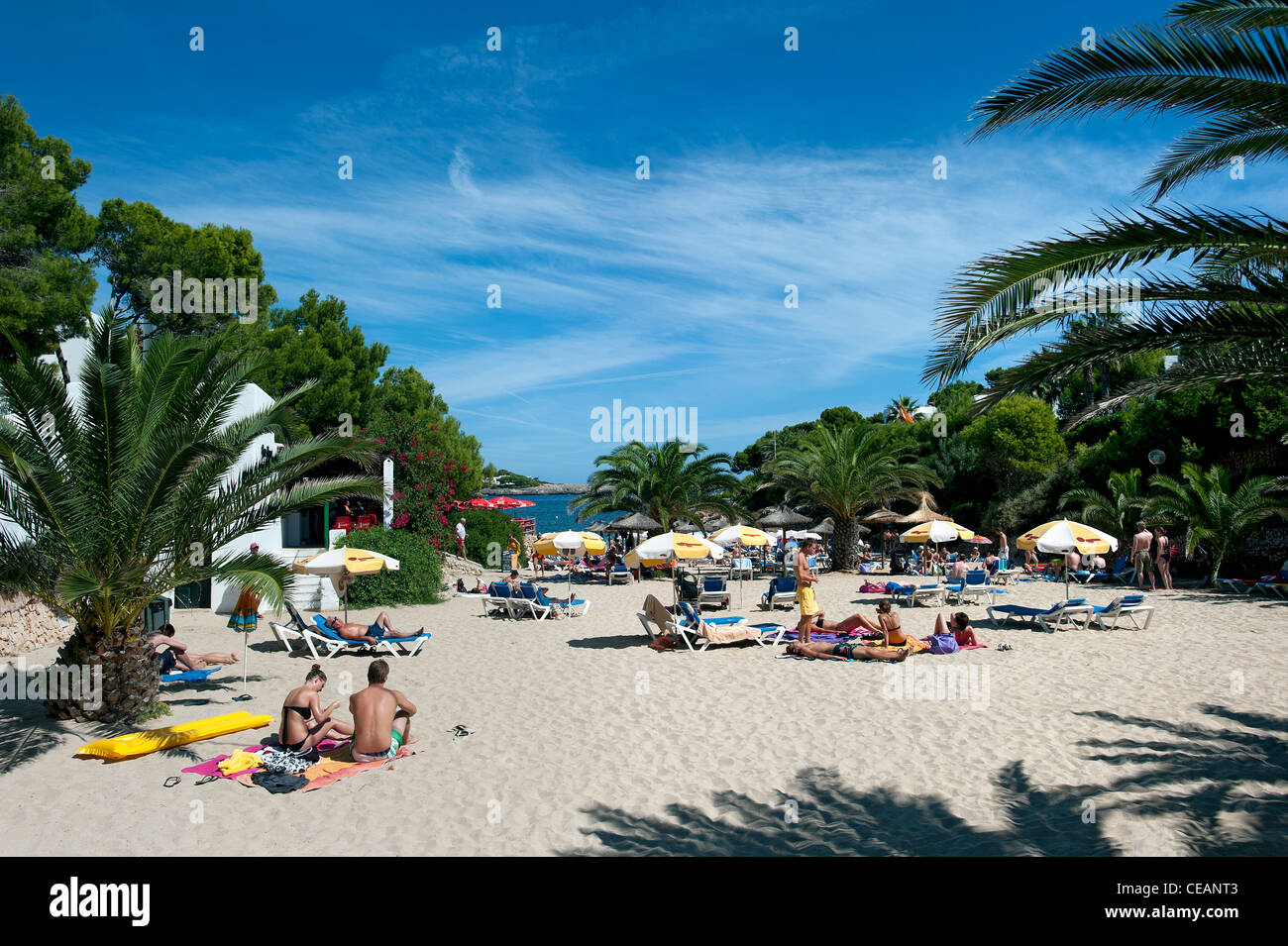 Strand Cala d'es Pou, Es Forti, Cala D'Or, Mallorca, Balearen, Spanien Stockfoto