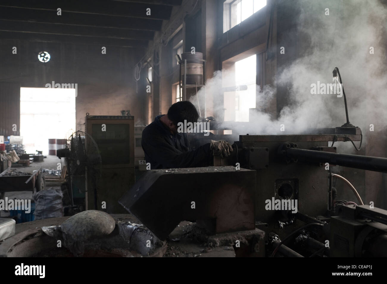 Aluminium-Gießerei, technische Industrie, Hebei, Provinz Hebei, China, Asien. Stockfoto