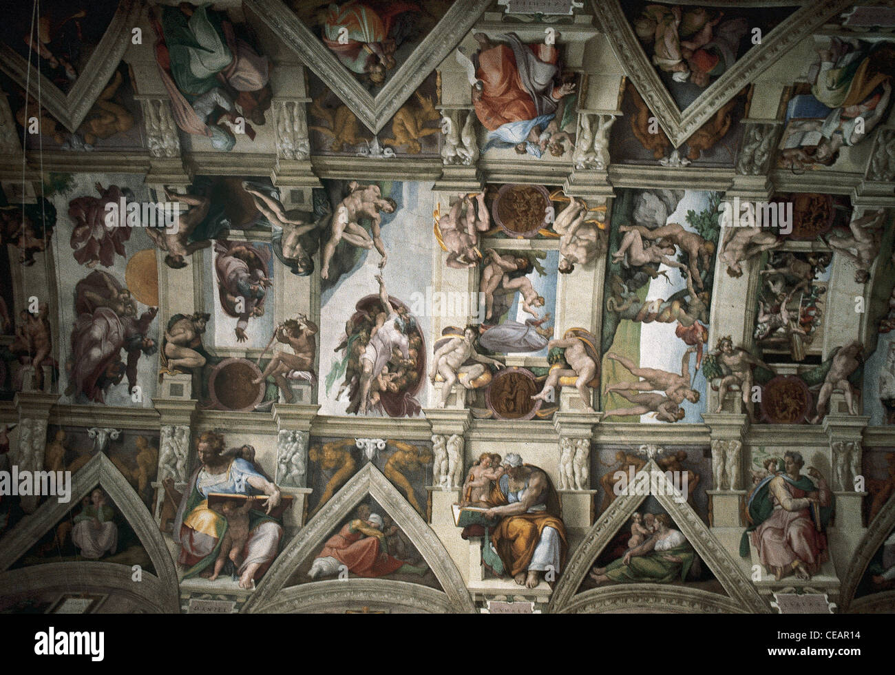 Renaissance Kunst. Italien. Michelangelo (1475-1564). Sixtinische Kapelle (1508-1512). Decke. Den Petersdom. Vatikan-Stadt. Stockfoto