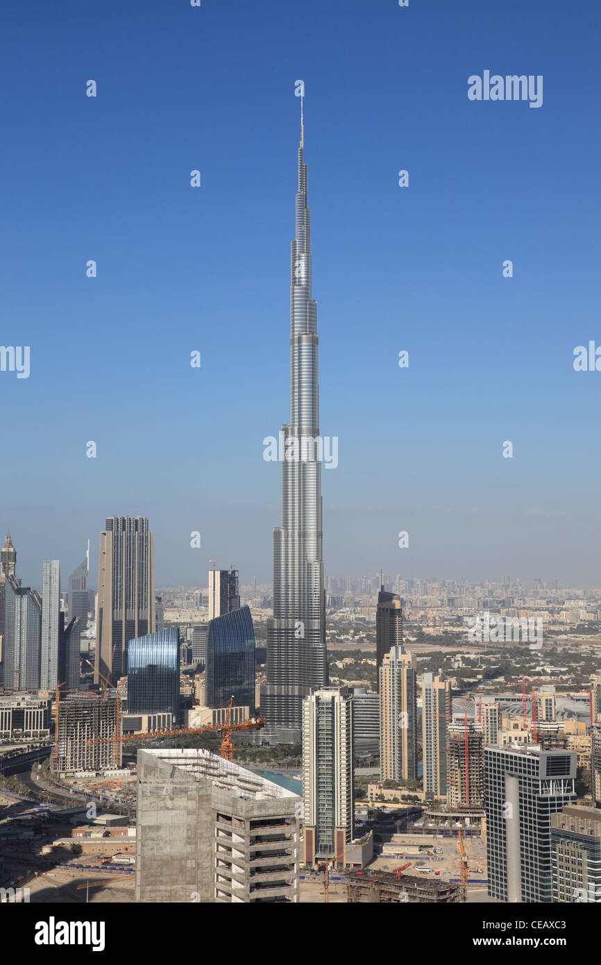 Die Innenstadt von Dubai Ansicht mit Burj Khalifa, Vereinigte Arabische Emirate Stockfoto