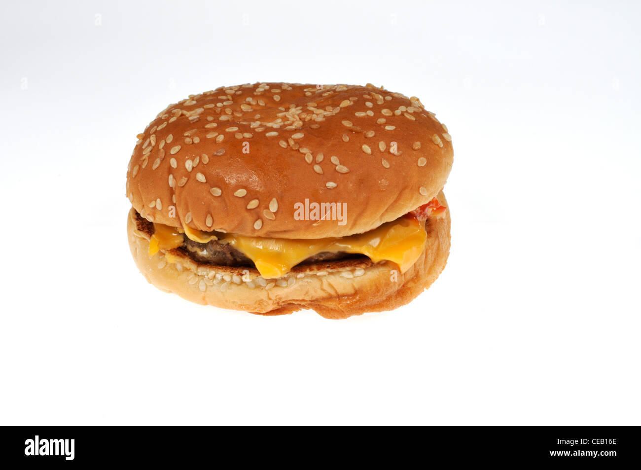 Burger King doppelten Cheeseburger auf weißem Hintergrund Ausschnitt USA. Stockfoto