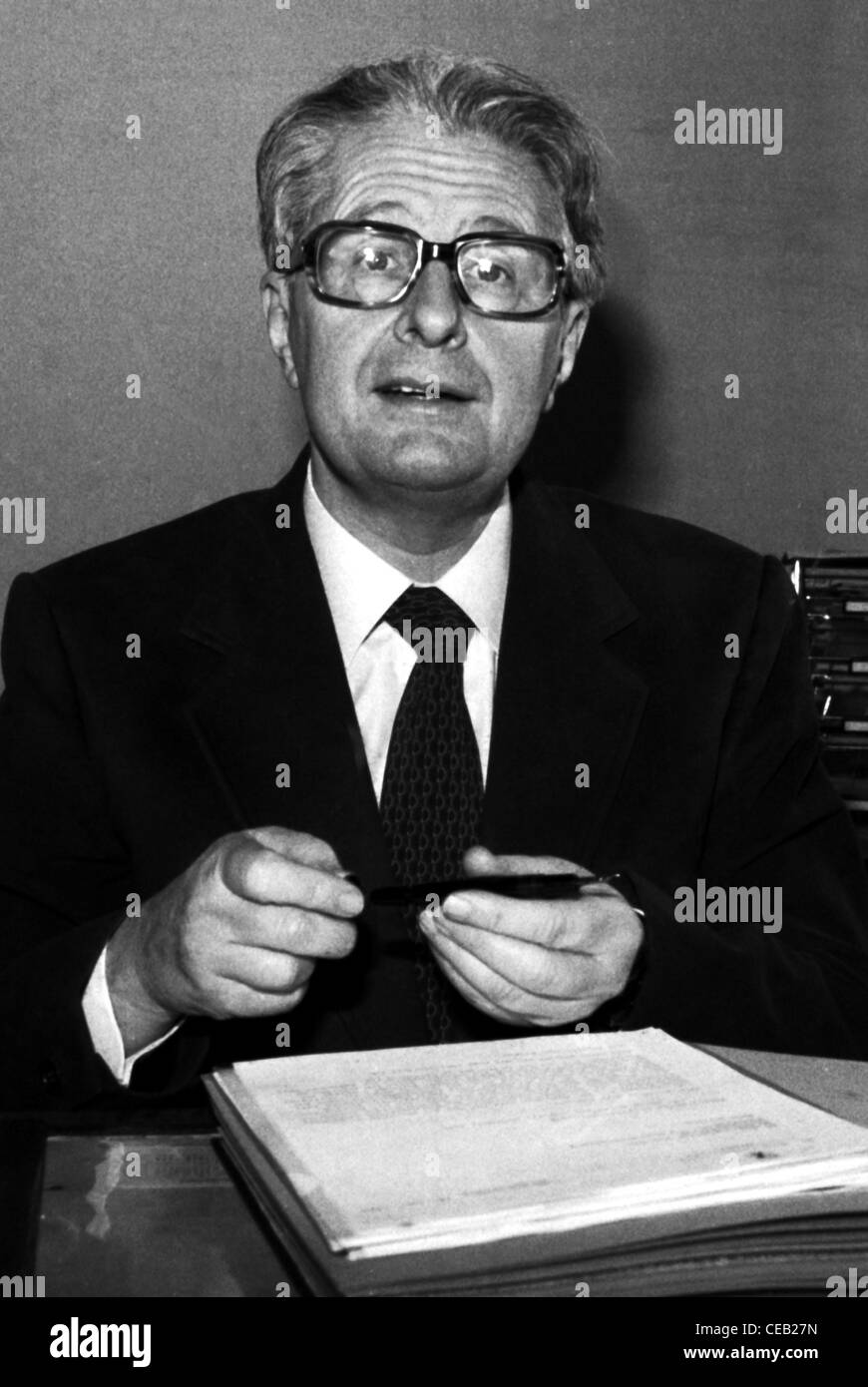 Hans-Jochen Vogel - * 03.02.1926: Porträt der sozialdemokratische Politiker und Vorsitzender der SPD. Stockfoto