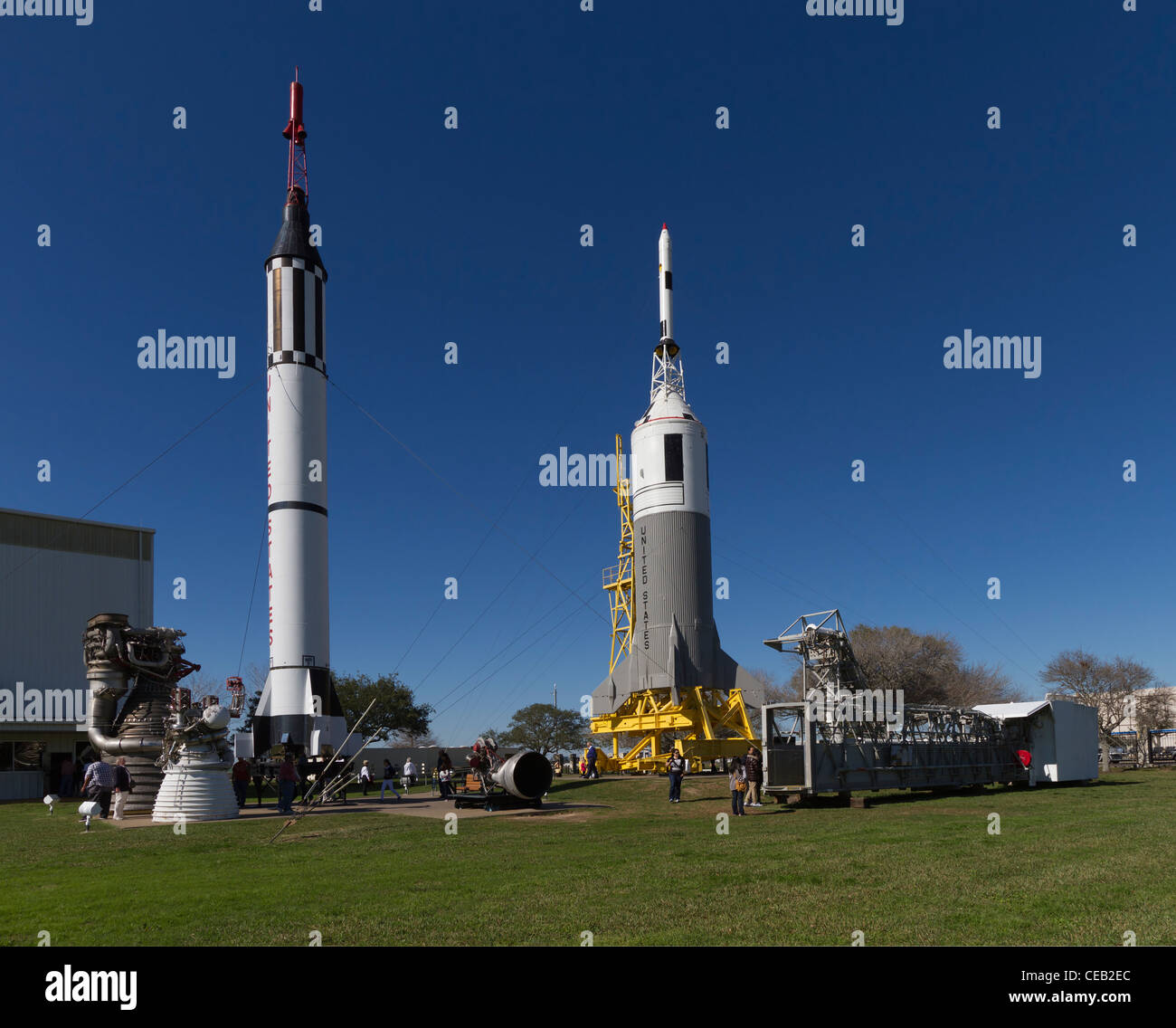 Rocket-Park am Johnson Space Center, Texas. Stockfoto