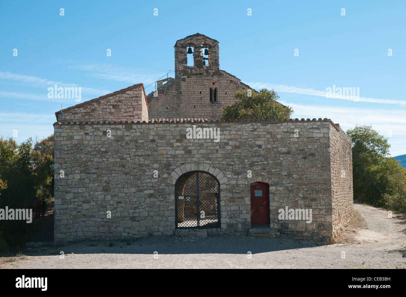 Eingangsfront der Kirche Santa Maria de Mur, Lleida, Spanien Stockfoto