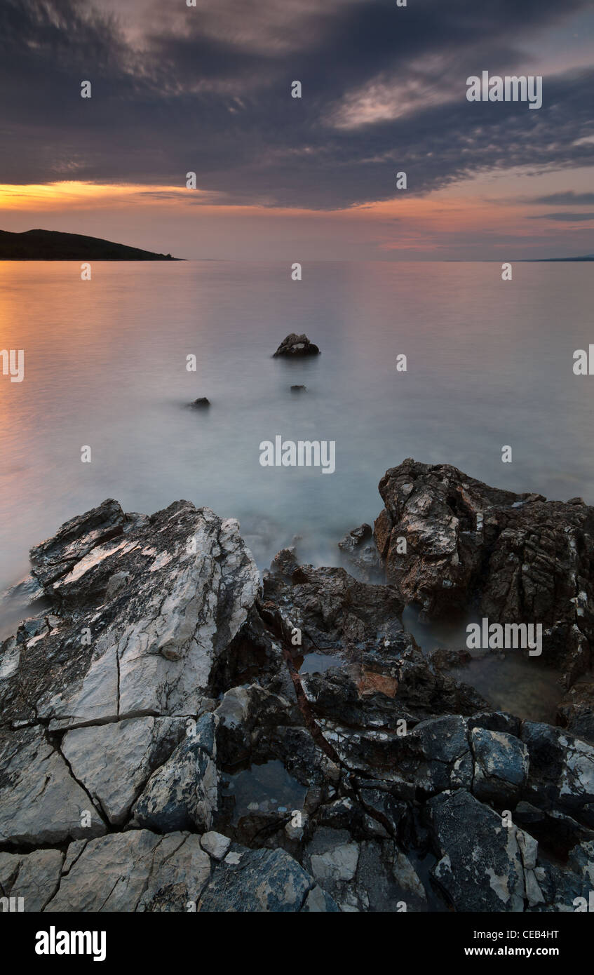 Sonnenuntergang auf der Insel Ugljan, Dalmatien, Kroatien Stockfoto