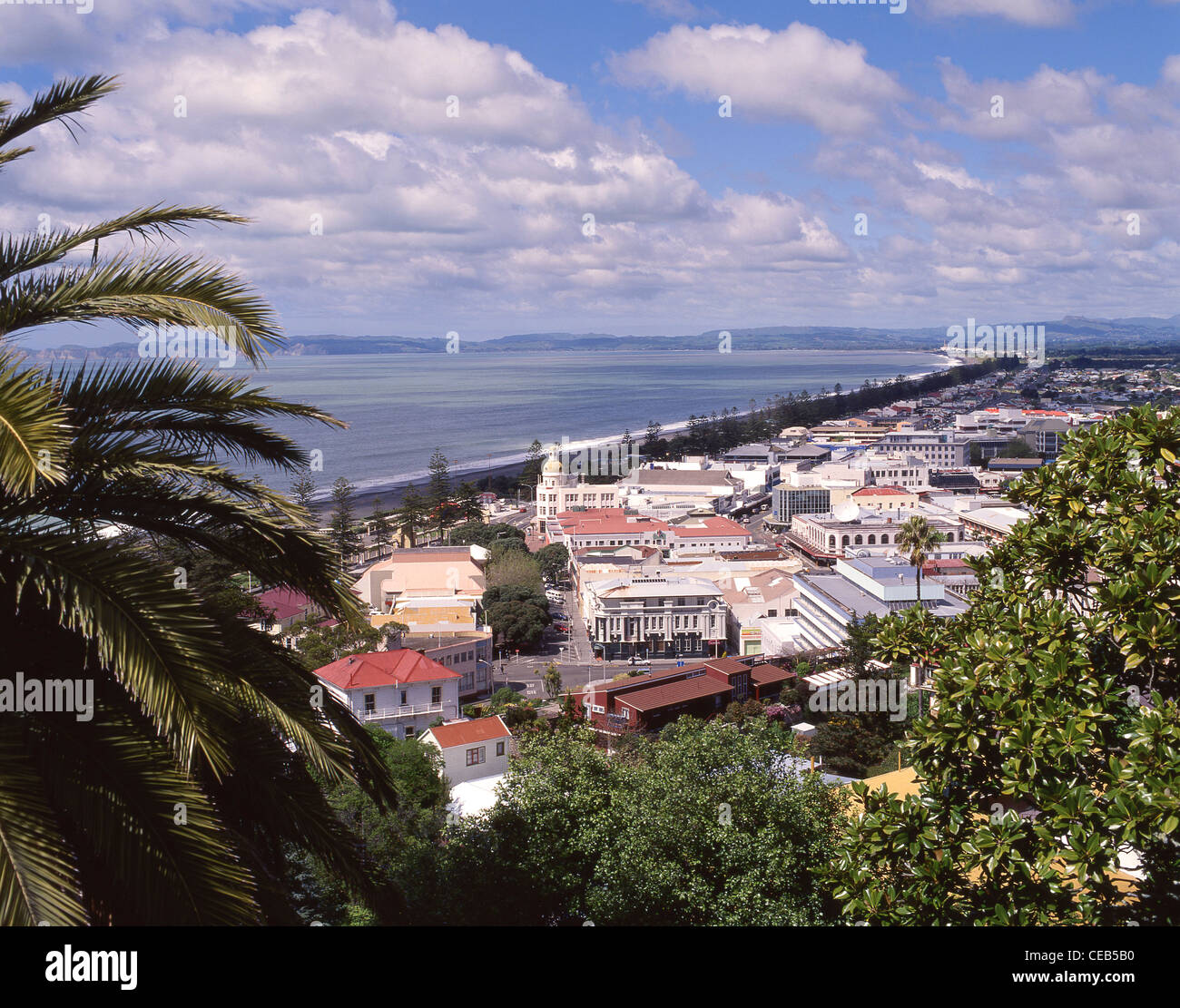 Stadt am Meer und Hawke Bay, Napier, Hawkes Bay Region, Neuseeland Stockfoto