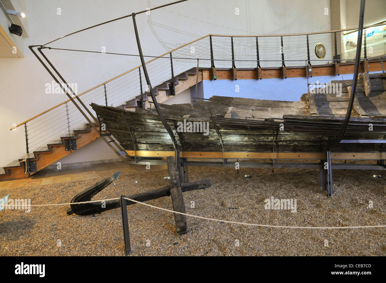 Reste einer alten Holz-Boot 2.400 Jahre alt gefunden If die Küste des Kibbuz Maagan Michael Stockfoto