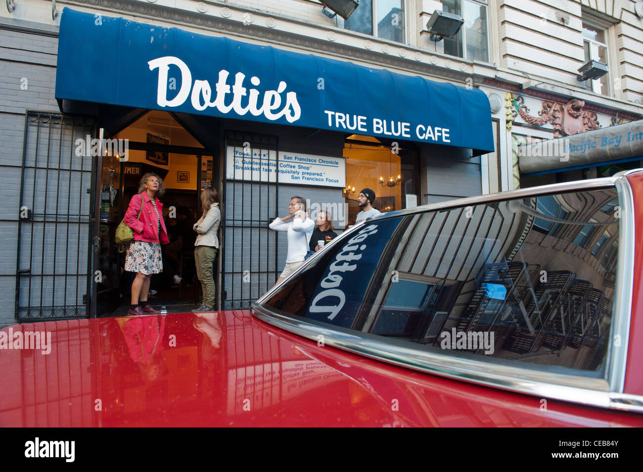 Der ursprüngliche Dottie True Blue Cafe. Der Jones Street, Filet Lage, San Francisco. Kalifornien. USA. Stockfoto