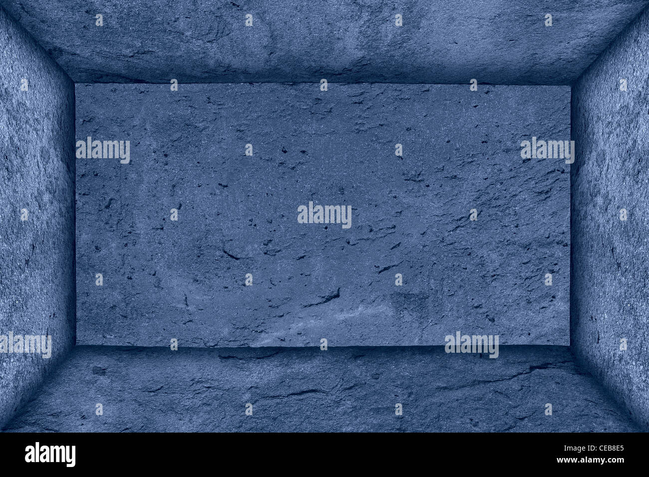 blauem Hintergrund umgeben Rechteck Frame, alle aus groben Rahmen Stockfoto
