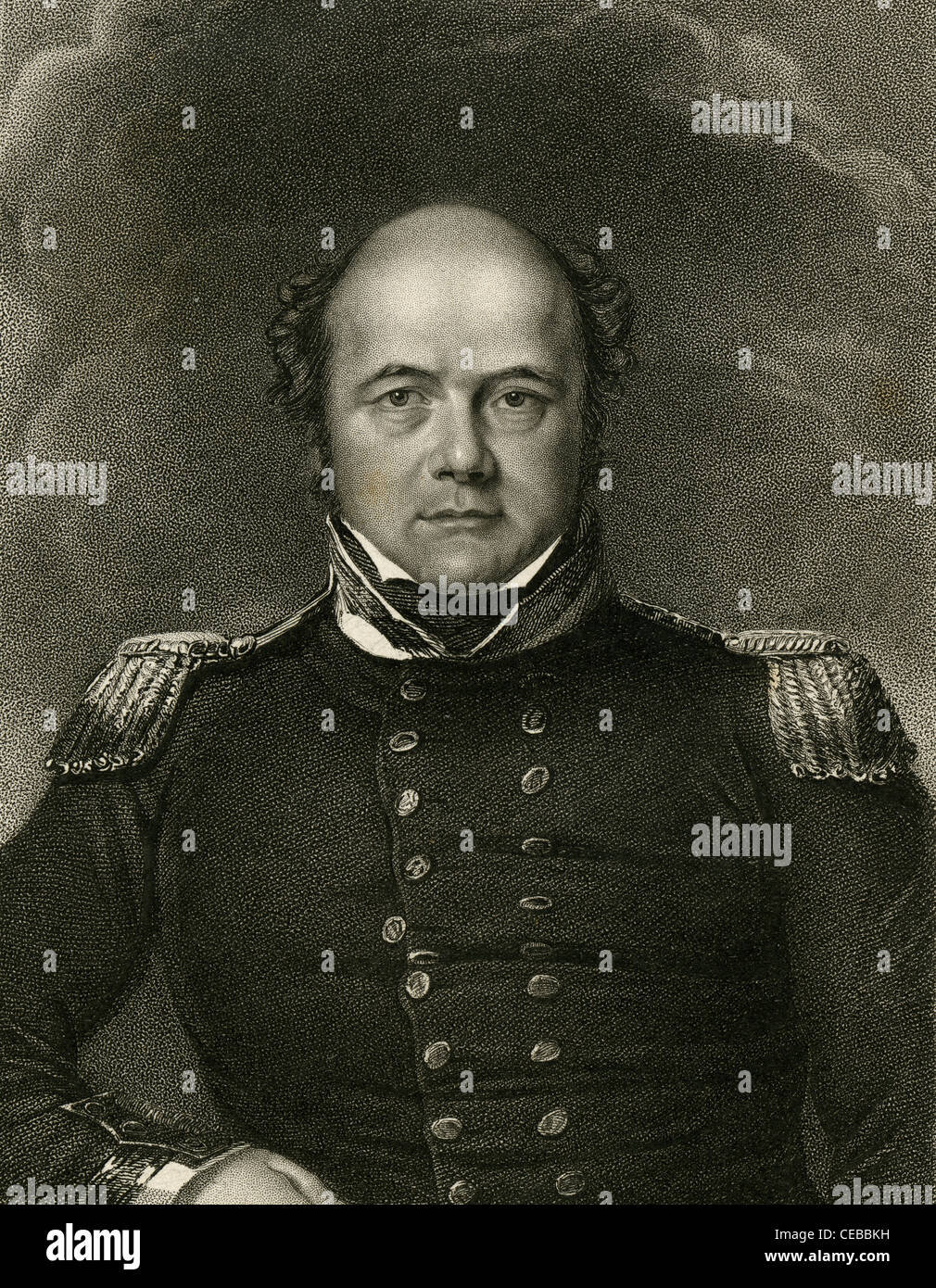 1830-Gravur von Konteradmiral John Franklin. Stockfoto