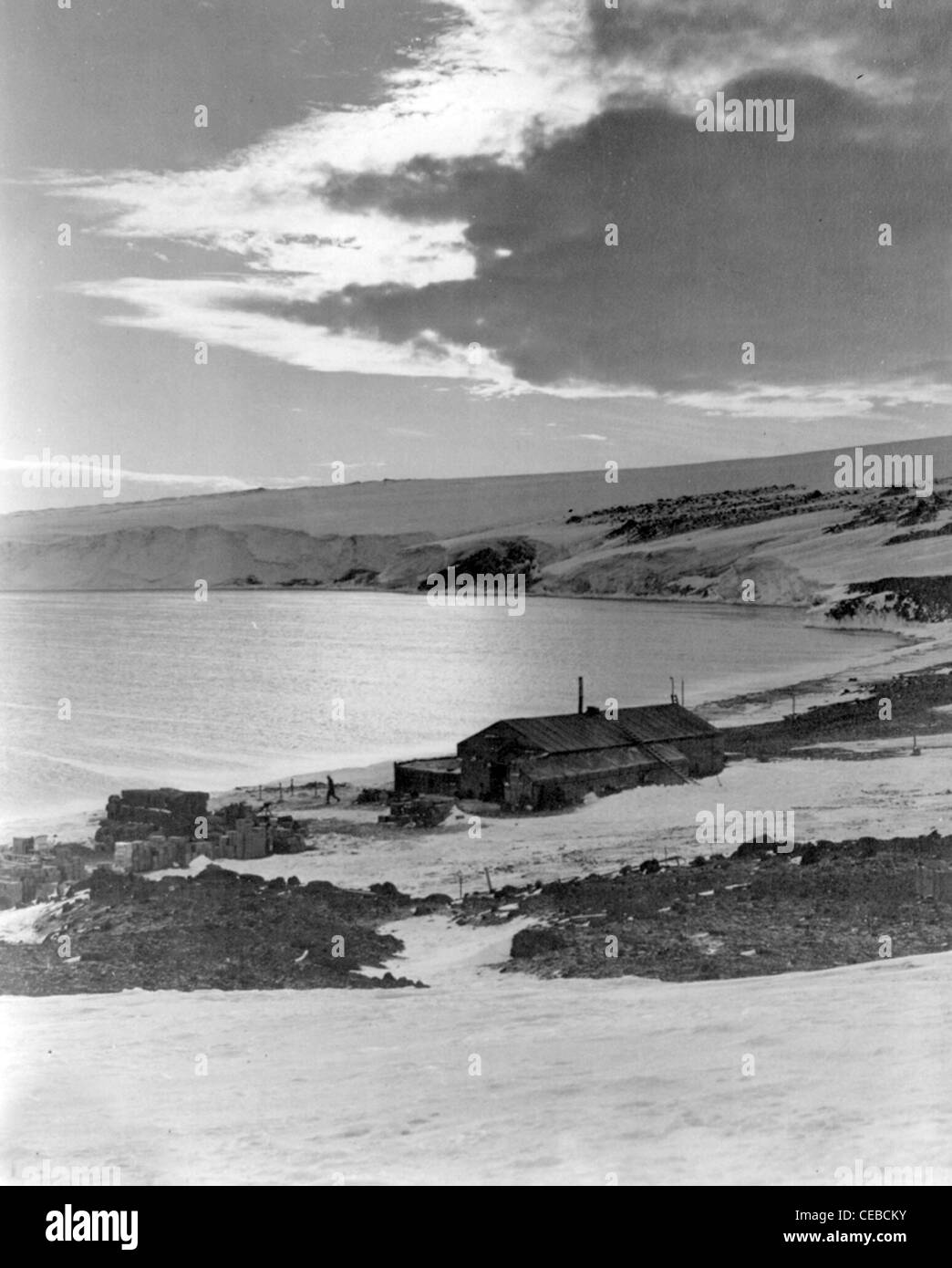 Captain Scott Winterquartier, Gebäude am Ufer des Cape Evans, während das Britische Antarktis-Expedition. Stockfoto
