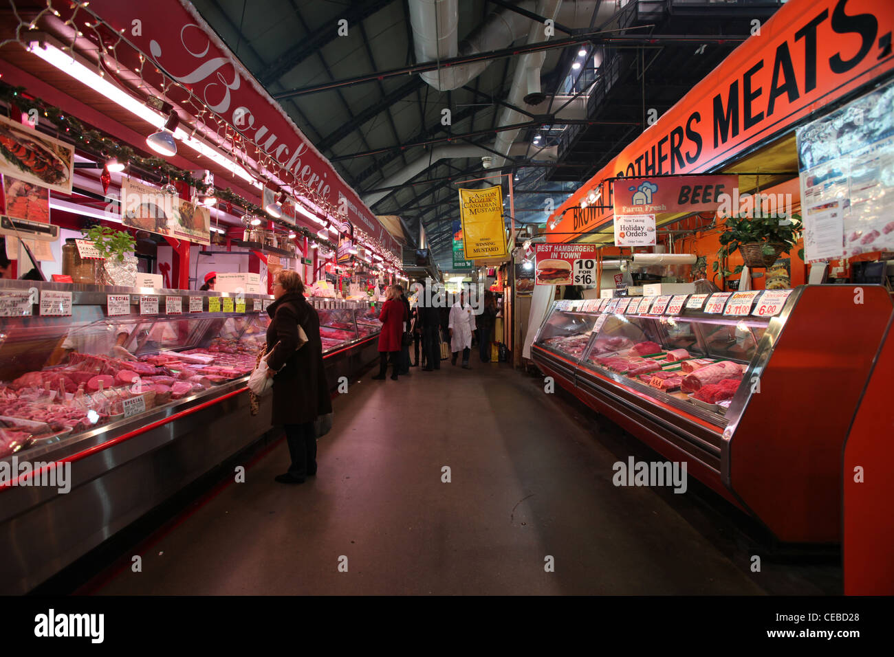 Fleisch Stände im St. Lawrence Markthalle Toronto Kanada Stockfoto