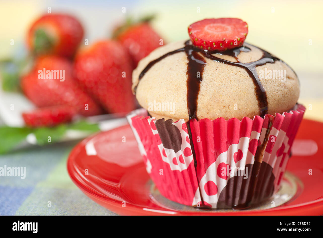 Erdbeer muffin Stockfoto
