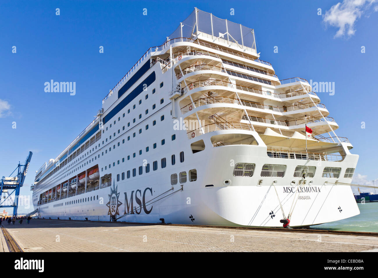 MSC Armonia Kreuzfahrtschiff angedockt an Cadiz, Spanien Stockfoto