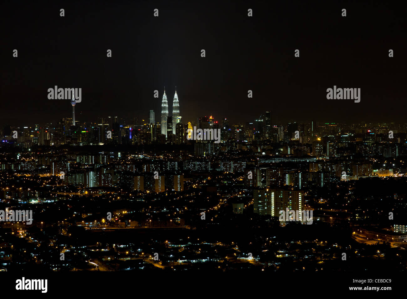 Kuala Lumpur Malaysia Stadtbild bei Nacht Panorama Stockfoto