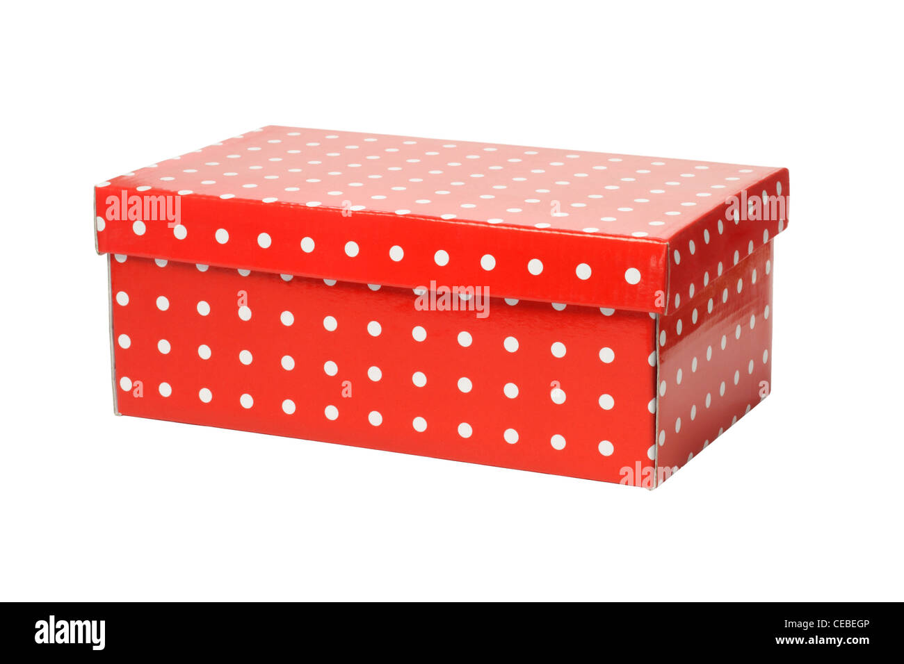 Geschlossenes rotes Rechteck-Geschenk-Box auf weißem Hintergrund Stockfoto