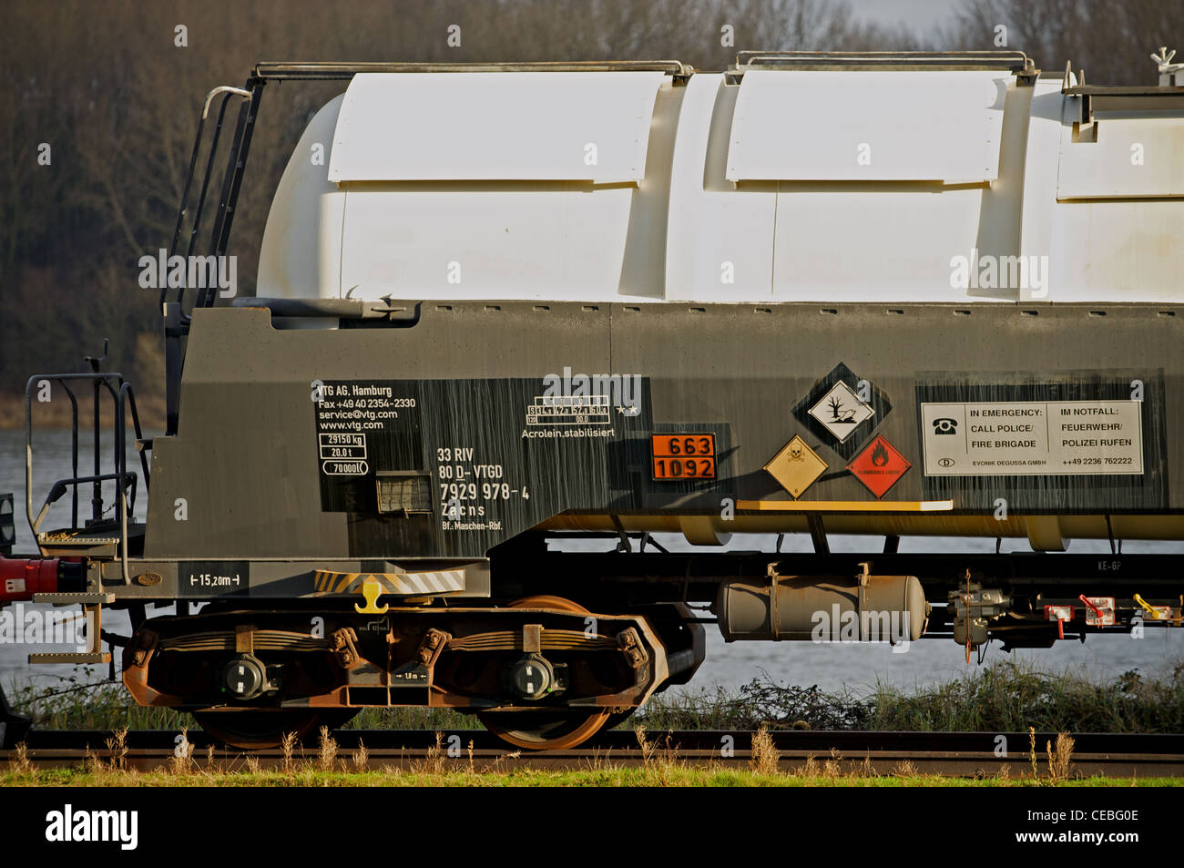 Schiene Tanker mit toxische Belastung Stockfoto