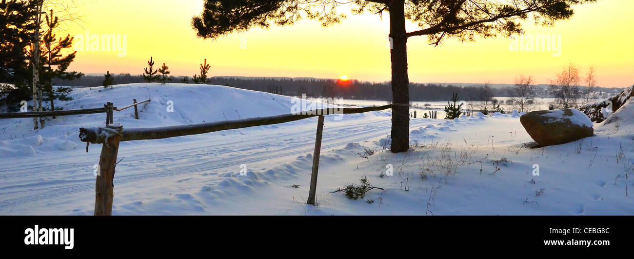 Winter, Kälte, Winter Landschaft, Estland, Sonnenuntergang, Schnee, verschneite Winterlandschaft Stockfoto