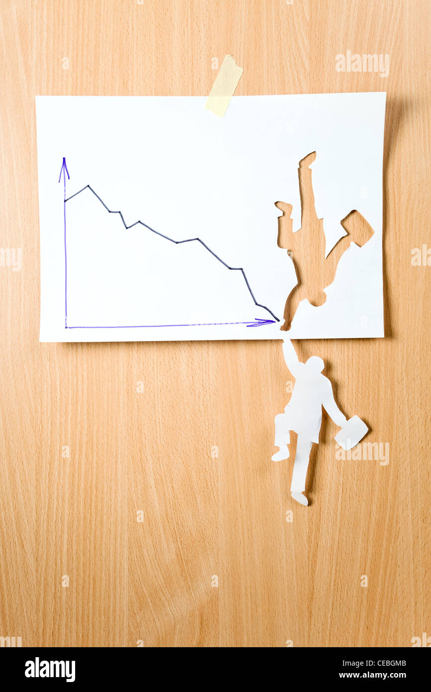 Das Konzept-Bild, werden das Papier Person versucht gehalten werden. Stockfoto