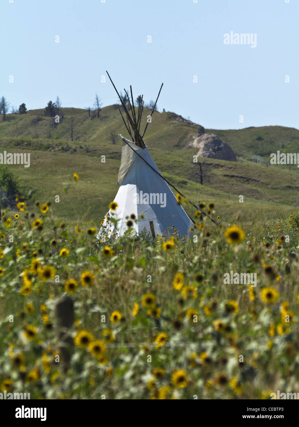 Amerikanische Prärie Lakota Oglala Stamm Sioux Pine Ridge South Dakota in den USA US Indianer Reservat ländliche Landschaft Land Niemand Fotos Hi-res Stockfoto
